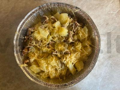 Bulvės su voveraitėmis ir sūriu „Grybautojo pietūs“ Žingsnis 6