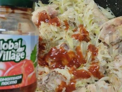 Skani čachochbili su pomidorų pasta ir kopūstais Žingsnis 6