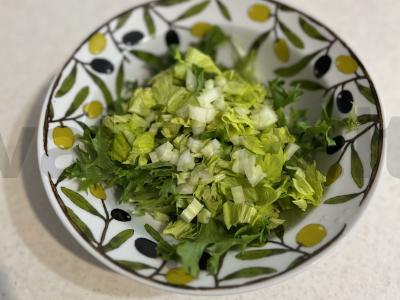 Ryškus salotas su krevetėmis veganiškas Žingsnis 1