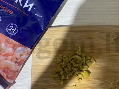 Grietinėlės makaronai su krevetėmis ir alyvuogėmis Žingsnis 2