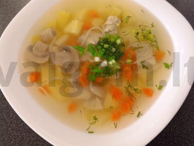 Grybų sriuba su kiaušinių makaronais pagrindine nuotrauka