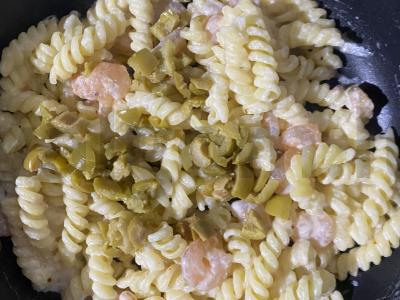 Grietinėlės makaronai su krevetėmis ir alyvuogėmis Žingsnis 12