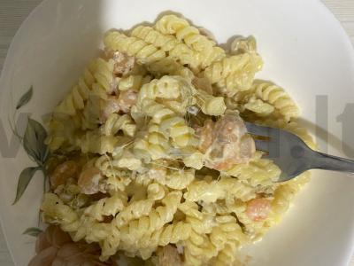 Grietinėlės makaronai su krevetėmis ir alyvuogėmis Žingsnis 15