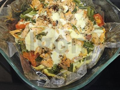 Spagečiai su kepta upėtakiu ir žaliąja pupelių Žingsnis 5