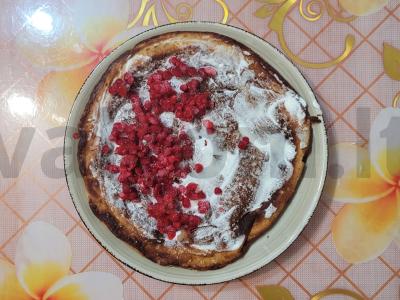 Avižų blynas su avietėmis šokoladiniame avižų piene Žingsnis 4