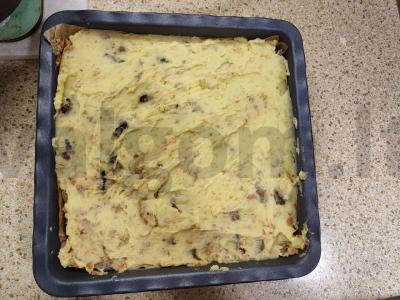 Bulvių apkepas su grybais ir mėsos faršu Žingsnis 11