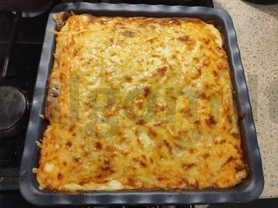 Bulvių apkepas su grybais ir mėsos faršu Žingsnis 14