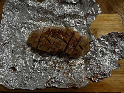 Šiltas salotas su antis krūtinėlė, apelsinais ir spanguolių padažu Žingsnis 8