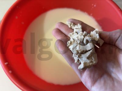 Purūs tešla su šviežiais mielėmis be raugo Žingsnis 2