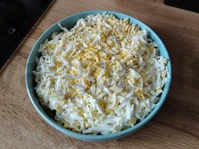 Salotas „Diplomatas“ su kiauliena, sūriu ir šampinjonais Žingsnis 5