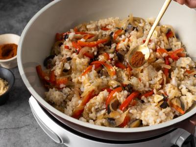 Klasikinis stir-fry su daržovėmis ir rudaisiais ryžiais Žingsnis 4