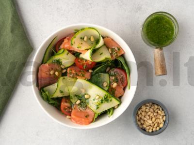 Salotos su lašiša ir cukinijų griežinėliais Žingsnis 5