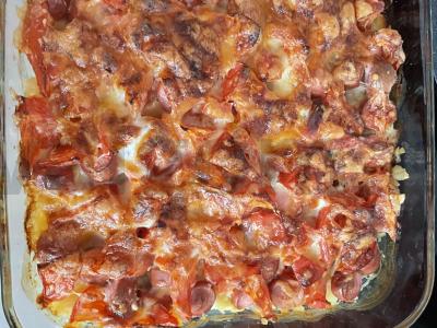 Skani užkandis iš dešrelių ir makaronų Žingsnis 5