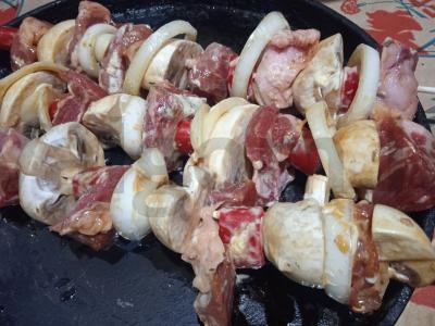 Jautienos ir pievagrybių šašlykai su čili pipirais orkaitėje Žingsnis 7