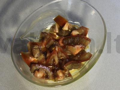 Sluoksniuotas salotas su kumpiu ir sūriu Žingsnis 7