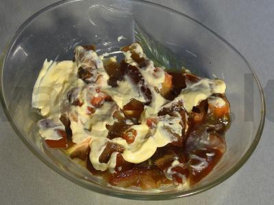 Sluoksniuotas salotas su kumpiu ir sūriu Žingsnis 8