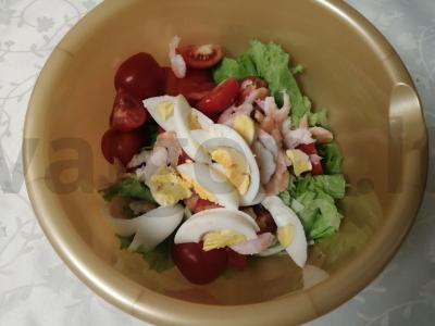 Salotas su krevetėmis „A-la Caesar“ ir džiovintais česnakais Žingsnis 8