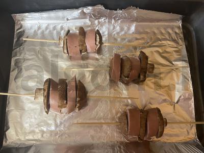 Šampinjonai su dešrelėmis ant iešmelių Žingsnis 11