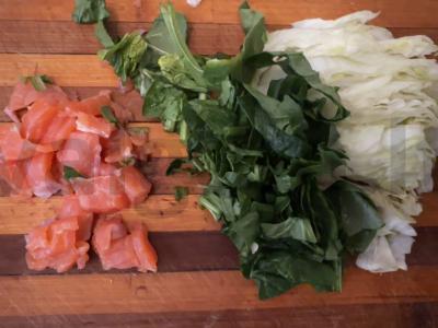 Tortilija su upėtakiu ir špinatais Žingsnis 1