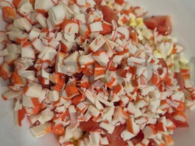 Vasaros daržovių krabų salotas Žingsnis 5