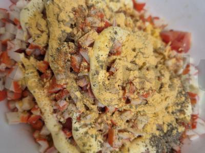 Vasaros daržovių krabų salotas Žingsnis 6