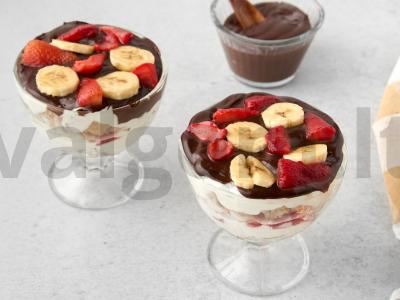 Vaisių trifle su šokoladu ir varškės sūriu Žingsnis 15