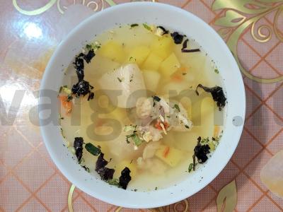 Lengvas vištienos krūtinėlės ir makaronų sriuba pagrindine nuotrauka