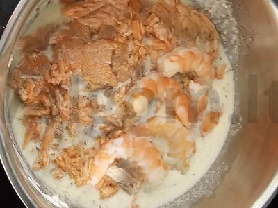 Spagečiai su upėtakiu ir krevetėmis Žingsnis 3