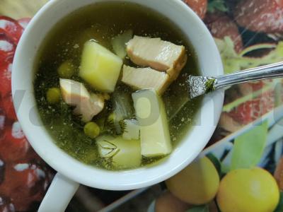 Žirnių ir vištienos sriuba pagrindine nuotrauka