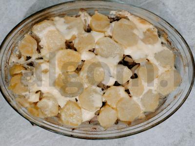 Bulvės su mėsa ir grybais orkaitėje Žingsnis 7