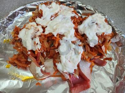 Lašiša, kepta su daržovėmis po sūriu Žingsnis 7