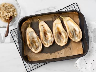 Įdarytos baklažanų valtelės Žingsnis 8