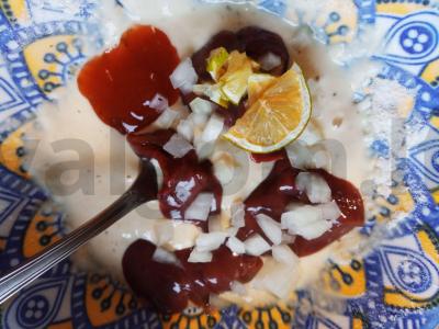 Vištienos kepenėlės tešloje su vynuogėmis ir čili padažu Žingsnis 1