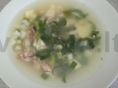 Vištienos sriuba su špinatais, žaliuoju svogūnu ir kiaušiniu Žingsnis 5