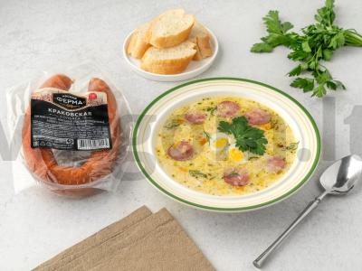 Lenkų baltas barsukas su Krakovo dešra pagrindine nuotrauka