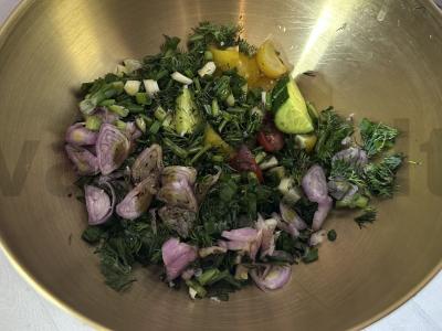 Salotas su varškės sūriu ir šalotiniu svogūnu Žingsnis 3