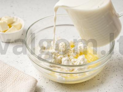 Varškės pyragas su špinatais Žingsnis 1