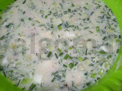 Okroška ant beržo sulčių su majonezu ir virta vištienos filė Žingsnis 6