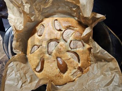 Oro vanilinis šarlotė su kriaušėmis Žingsnis 5