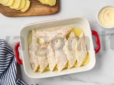 Menkių filė su bulvėmis orkaitėje Žingsnis 5