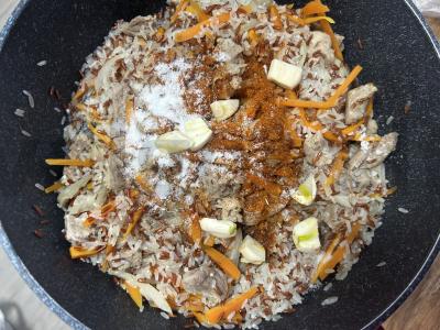 Kepinys iš garinto ir raudono ryžių su kiauliena Žingsnis 6