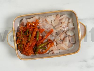 Keptas menkės filė po daržovių „šaliku“ Žingsnis 12