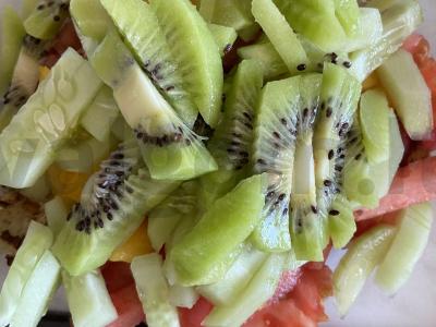 Šviežias salotas su cukinijų blynu „Paslaptis“ Žingsnis 8