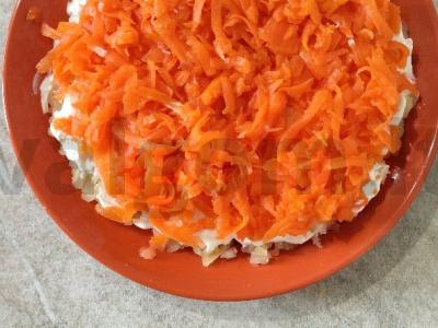 Salotas „Mimoza“ su sardinomis ir virtomis morkomis Žingsnis 7