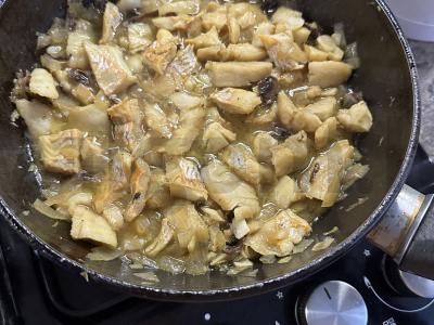 Heck filė grietinėlėje su grybais Žingsnis 2