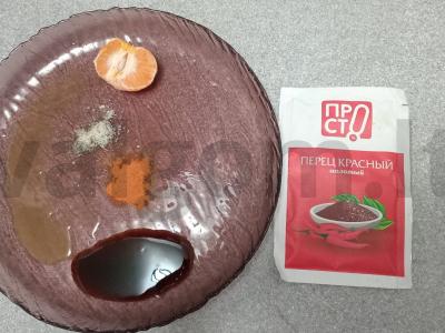 Anties šlaunelė aštriame mandarinų marinate, kepta su obuoliu Žingsnis 1