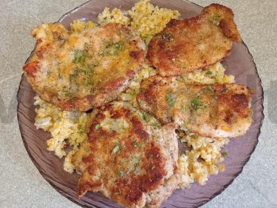 Kiaulienos kotletai su kviečių kruopų garnyru Žingsnis 9