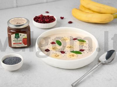 Paprastas braškių smoothie dubuo pagrindine nuotrauka