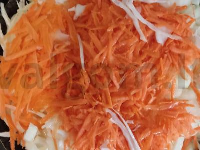 Troškinta kopūstai su džiovintais baltais grybais Žingsnis 4