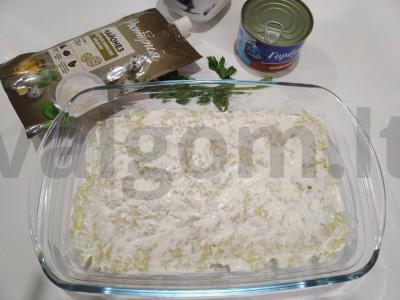 Salotas „Mimoza“ su lašiša Žingsnis 1